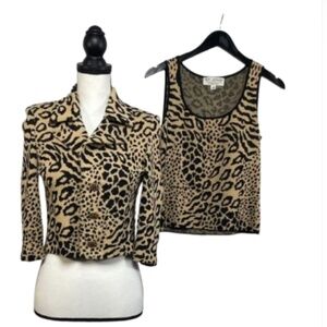 St. John cropped Leopard Print blazer and Tank Set